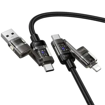 Кабель Hoco U151 Goldsmith 4in1 Type-C to USB-A/ Type-C to Lightning 240W 1.2м Чёрный Кабель Hoco U151 Goldsmith 4in1 Type-C to USB-A/ Type-C to Lightning 240W 1.2м Чёрный