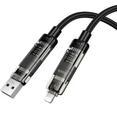 Кабель Hoco U151 Goldsmith 4in1 Type-C to USB-A/ Type-C to Lightning 240W 1.2м Чёрный Кабель Hoco U151 Goldsmith 4in1 Type-C to USB-A/ Type-C to Lightning 240W 1.2м Чёрный