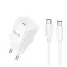 Мережевий зарядний пристрій Hoco C146A 1USB-C 20W + Type-C to Type-C  White, Білий