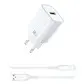 Мережевий зарядний пристрій Wiwu Essen GaN 18W USB-A+ Lightning cable Білий