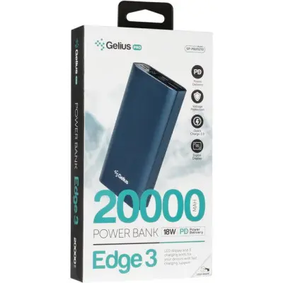 Универсальная мобильная батарея Повербанк Gelius Pro Edge 3 PD GP-PB20-210 20000mAh  Blue, Темно-Синий