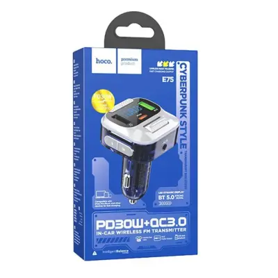 FM Трансмітер Hoco E75 PD 30W Dark blue, Темно-синій FM Трансмітер Hoco E75 PD 30W Dark blue, Темно-синій