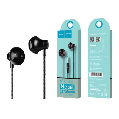 Проводные вакуумные наушники-гарнитура Hoco M18 Black, черный