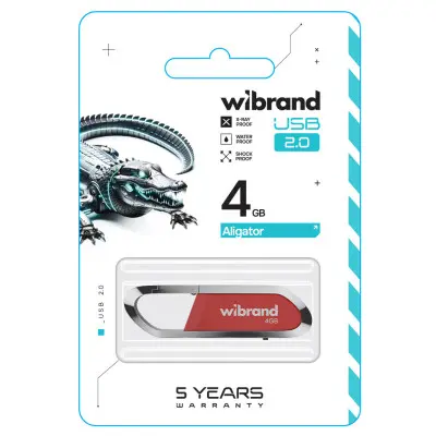 Флеш память 4Gb Wibrand Aligator USB 2.0 Темно-Красная