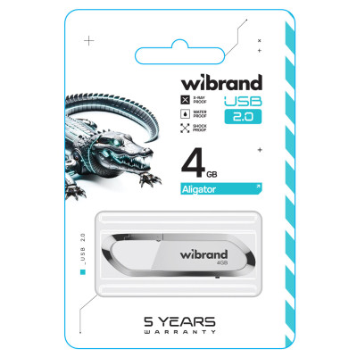 Флеш пам'ять USB 4Gb Wibrand Aligator USB 2.0 Біла