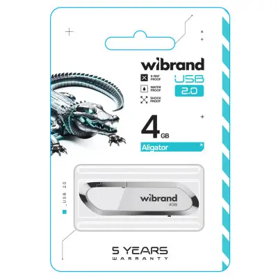 Флеш пам'ять USB 4Gb Wibrand Aligator USB 2.0 Біла Флеш пам'ять USB 4Gb Wibrand Aligator USB 2.0 Біла