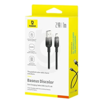 Кабель дата Baseus Discolor USB Type A - Lightning 2.4A 1м Черный