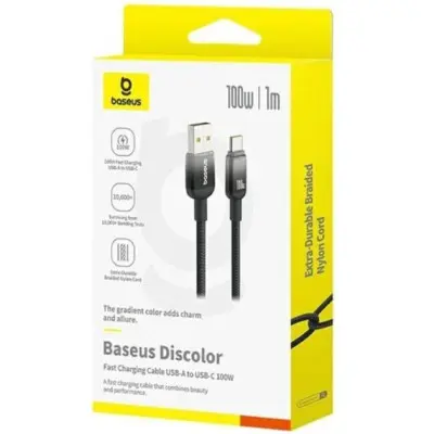 Кабель дата Baseus Discolor USB Type A - Type-C 100W 1м Черный