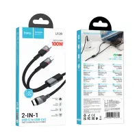 Кабель Hoco U139 Type-C to 2Type-C 100W 1,2м Черный