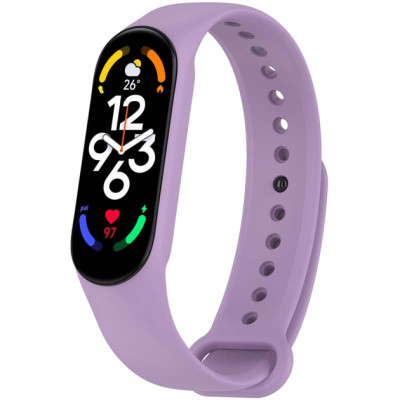 Ремешок Силикон Mi Band 3/4/5/6/7 Сиреневый Elegant Purple