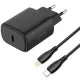 Мережевий зарядний пристрій Proove Silicone Power 2 20W PD + Type-C to Lightning Black, Чорний