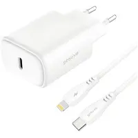 Сетевое зарядное устройство Proove Silicone Power 20W PD + Type-C to Lightning Белый