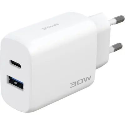Мережевий зарядний пристрій Proove Silicone Power 2 30W PD + Type-C to Type-C Білий