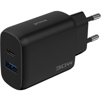 Сетевое зарядное устройство Proove Silicone Power 2 30W PD + Type-C to Type-C Черный