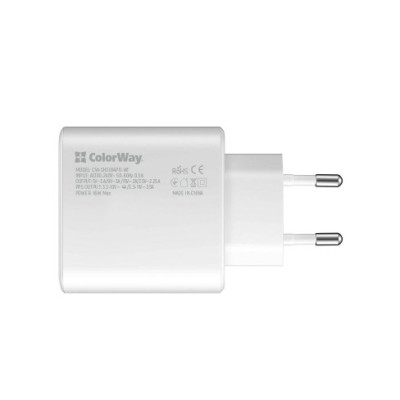 Мережевий зарядний пристрій Colorway CW-CHS034PD-WT PD Port PPS (45W) White, Білий