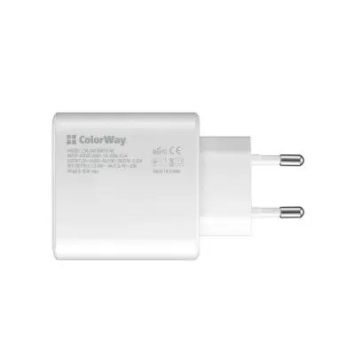 Мережевий зарядний пристрій Colorway CW-CHS034PD-WT PD Port PPS (45W) White, Білий