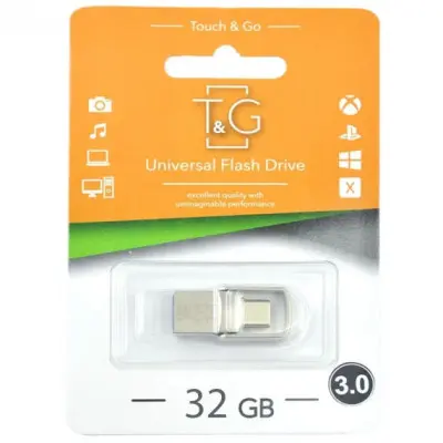 Флеш пам\'ять USB 32Gb T&G 104 Type-C to USB 3.0 Срібний
