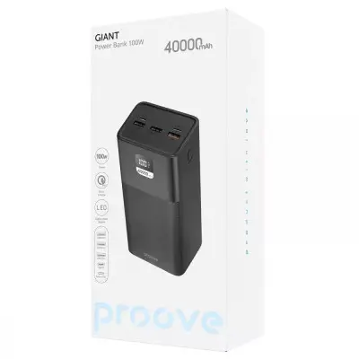 Универсальная мобильная батарея Повербанк Proove Giant 40000mAh 100W Чёрный