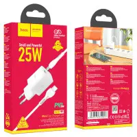 Сетевое зарядное устройство Hoco N19 PD 25W + Кабель Type-C to Type-C White, Белый