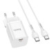 Мережевий зарядний пристрій Hoco N19 PD 25W + Кабель Type-C to Type-C White, Білий