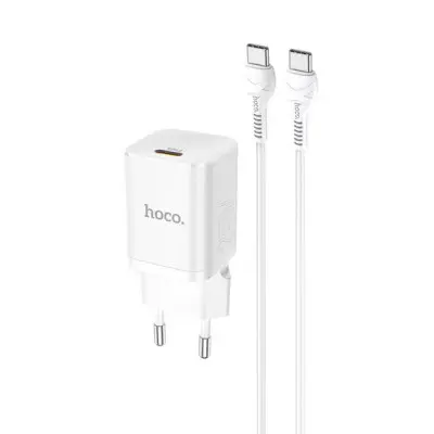 Сетевое зарядное устройство Hoco N19 PD 25W + Кабель Type-C to Type-C White, Белый