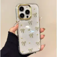 Чехол накладка Gold Bow  iPhone 16 Pro Max Прозрачная