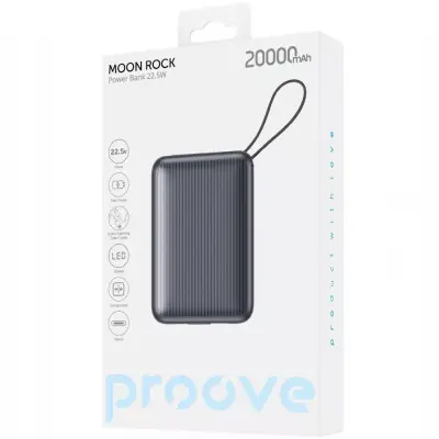 Універсальна мобільна батарея Повербанк Proove Moon Rock 20000mAh 22.5W Сірий