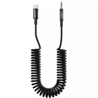 Кабель AUX Proove Steel Spring 1м Чорний (3.5 male to Type-C) Кабель AUX Proove Steel Spring 1м Чорний (3.5 male to Type-C)