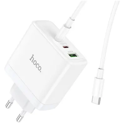 Сетевое зарядное устройство Hoco N30 65W 1USB+ 2USB-С + Кабель Type-C to Type-C White, Белый Сетевое зарядное устройство Hoco N30 65W 1USB+ 2USB-С + Кабель Type-C to Type-C White, Белый