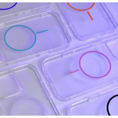 Чохол Накладка Clear Magnetic (Color Slim MS) iPhone 13 Помаранчева