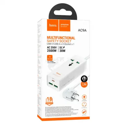 Сетевой Удлинитель Hoco AC9A PD30W Белый