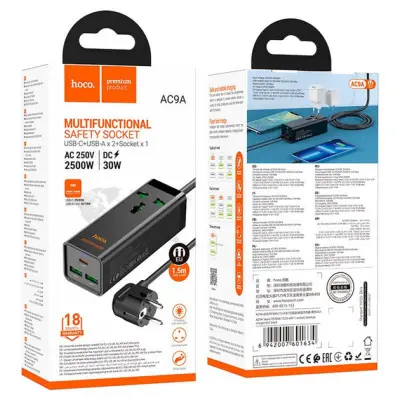 Сетевой Удлинитель Hoco AC9A PD30W Черный