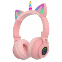 Безпровідні навушники LED UNICORN (STN27K) Pink, Рожеві Безпровідні навушники LED UNICORN (STN27K) Pink, Рожеві