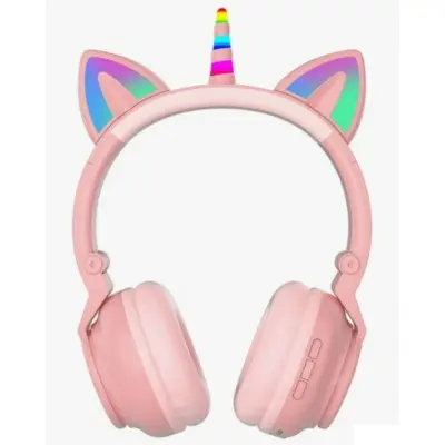 Беспроводные наушники LED UNICORN (STN27K) Pink, Розовые Беспроводные наушники LED UNICORN (STN27K) Pink, Розовые
