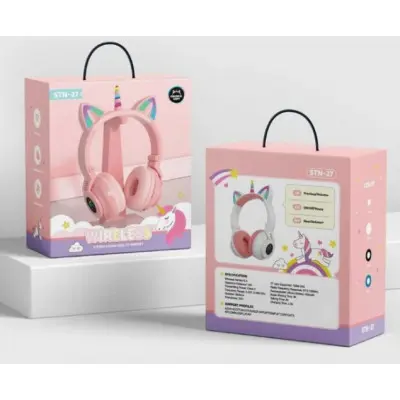 Беспроводные наушники LED UNICORN (STN27K) Pink, Розовые Беспроводные наушники LED UNICORN (STN27K) Pink, Розовые