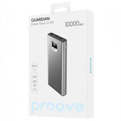 Универсальная мобильная батарея Повербанк Proove Guardian 10000mAh 22.5W Серый Универсальная мобильная батарея Повербанк Proove Guardian 10000mAh 22.5W Серый