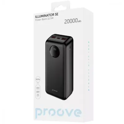 Универсальная мобильная батарея Повербанк Proove Illuminator SE 20000mAh 22.5W Черный