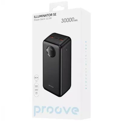 Универсальная мобильная батарея Повербанк Proove Illuminator SE 30000mAh 22.5W Черный