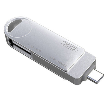 Флеш пам\'ять USB 64Gb XO DK03 USB3.0+Type-C Silver, Срібний