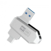 Флеш память USB 128Gb XO U50 USB3.0+Type-C Silver, Серебристый