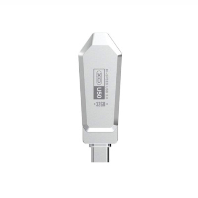 Флеш память USB 128Gb XO U50 USB3.0+Type-C Silver, Серебристый