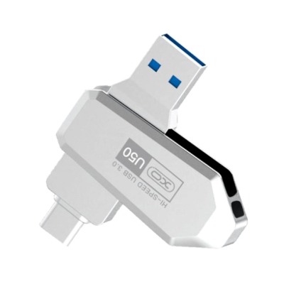 Флеш пам\'ять USB 32Gb XO U50 USB3.0+Type-C Silver, Срібний
