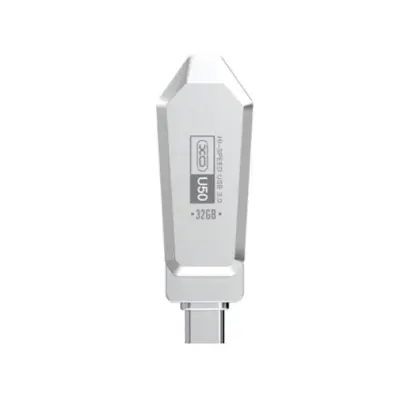 Флеш память USB 32Gb XO U50 USB3.0+Type-C Silver, Серебристый