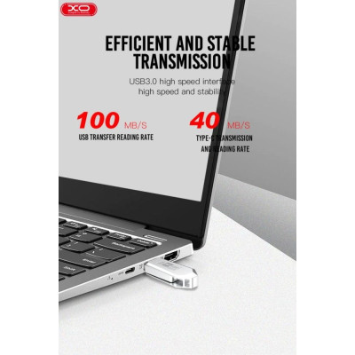Флеш пам\'ять USB 32Gb XO U50 USB3.0+Type-C Silver, Срібний