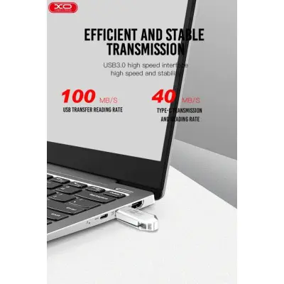 Флеш память USB 32Gb XO U50 USB3.0+Type-C Silver, Серебристый