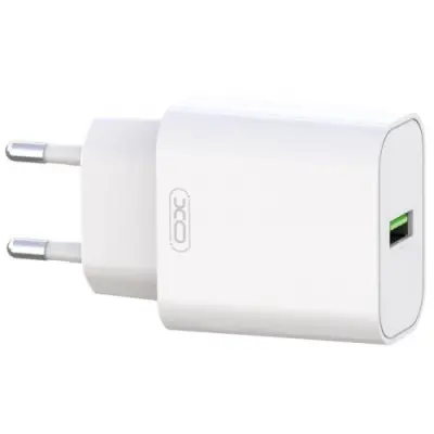 Мережевий зарядний пристрій XO L103 Q.C 3.0 3A 1USB White, Білий
