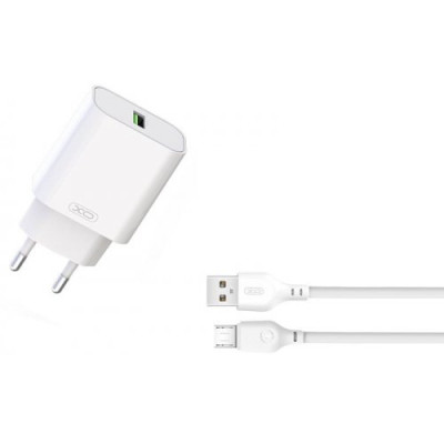 Мережевий зарядний пристрій XO L103 MicroUSB 1USB 3A (18W) White, Білий