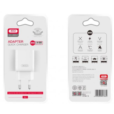 Сетевое зарядное устройство XO L99  2.4A 1USB White, Белый