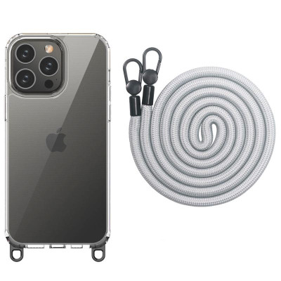 Чехол Накладка Transparent with Straps iPhone 12/12 Pro Светло-серая (Grey)