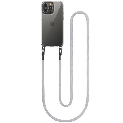 Чехол Накладка Transparent with Straps iPhone 12/12 Pro Светло-серая (Grey)